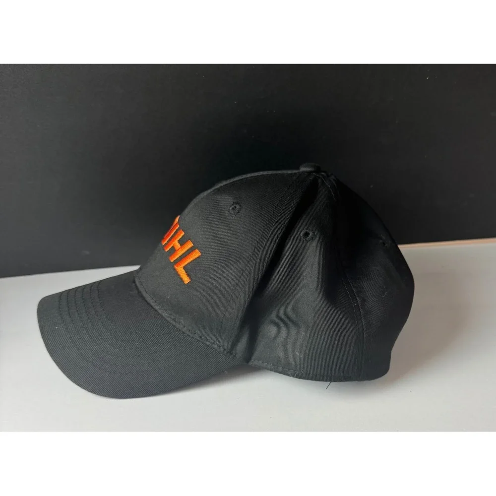 STIHL Hat Lot of 2 Black Orange Mesh Trucker Snapback Adjustable Baseball Caps